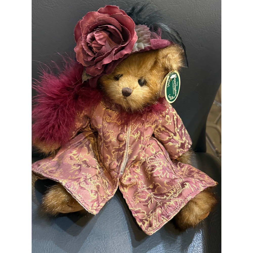 Bearington Collection Lola Teddy Bear Limited Series Mauve Brocade Coat 1612